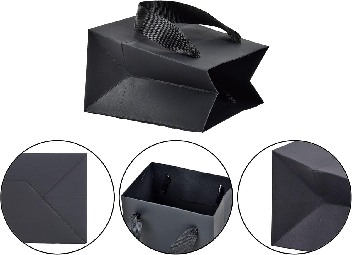 Mini Black Gift Bags with Handles, 30 Pack, 4x2.75x4.5 IN