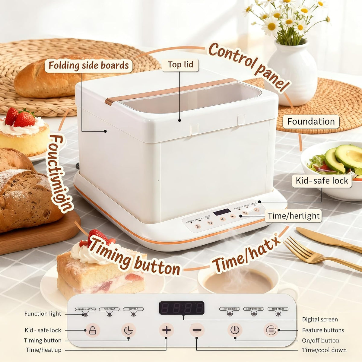 Folding Proofer & Slow Cooker, Collapsible Dough Fermentation Box