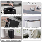 Small Bathroom Trash Can with Lid, 2.1 Gallon Slim Step Trash Can, Black