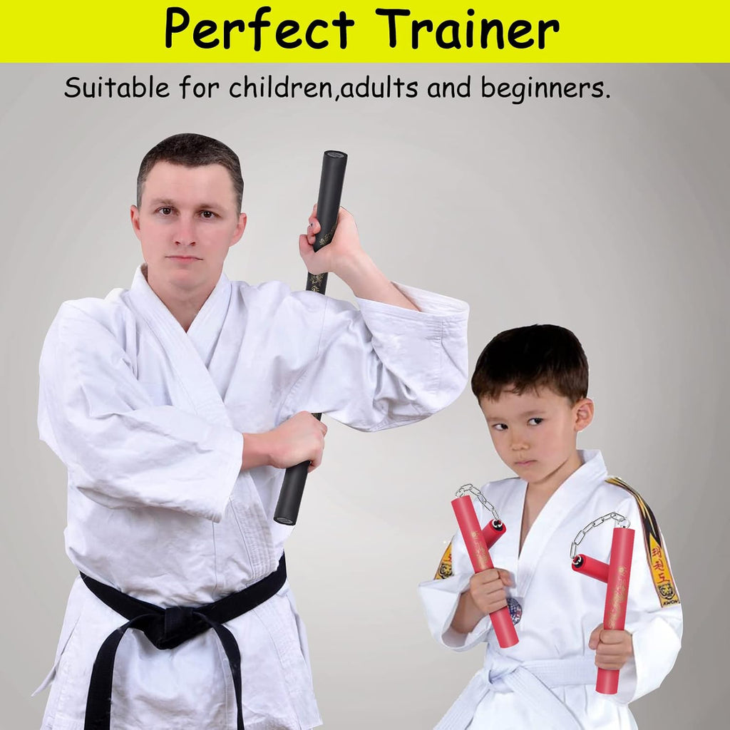 Nunchucks Safe Foam Rubber Training Nunchucks Nunchakus Match with Bearing Ball System and Steel Chain 2PCS for Kids