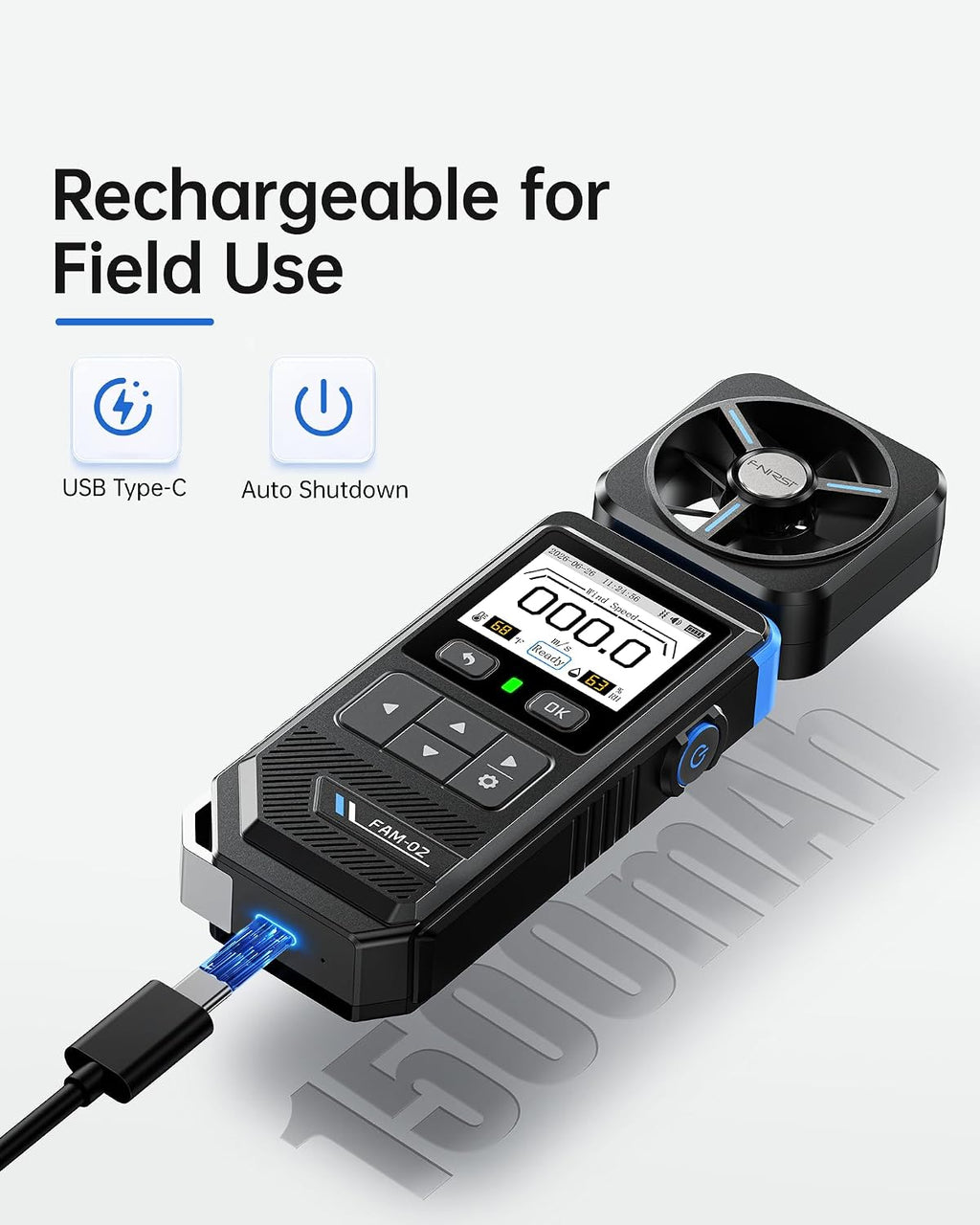 FAM-02 Handheld Anemometer for HVAC, Drone Flying & Sailing