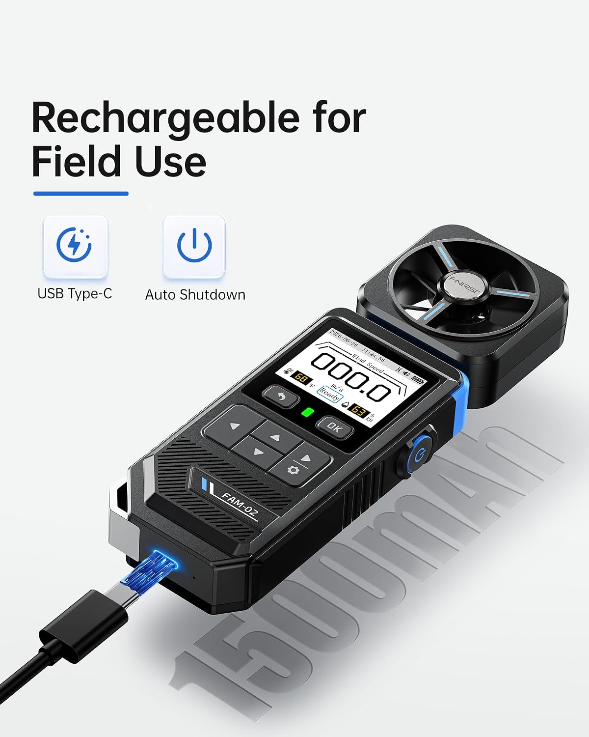 FAM-02 Handheld Anemometer for HVAC, Drone Flying & Sailing