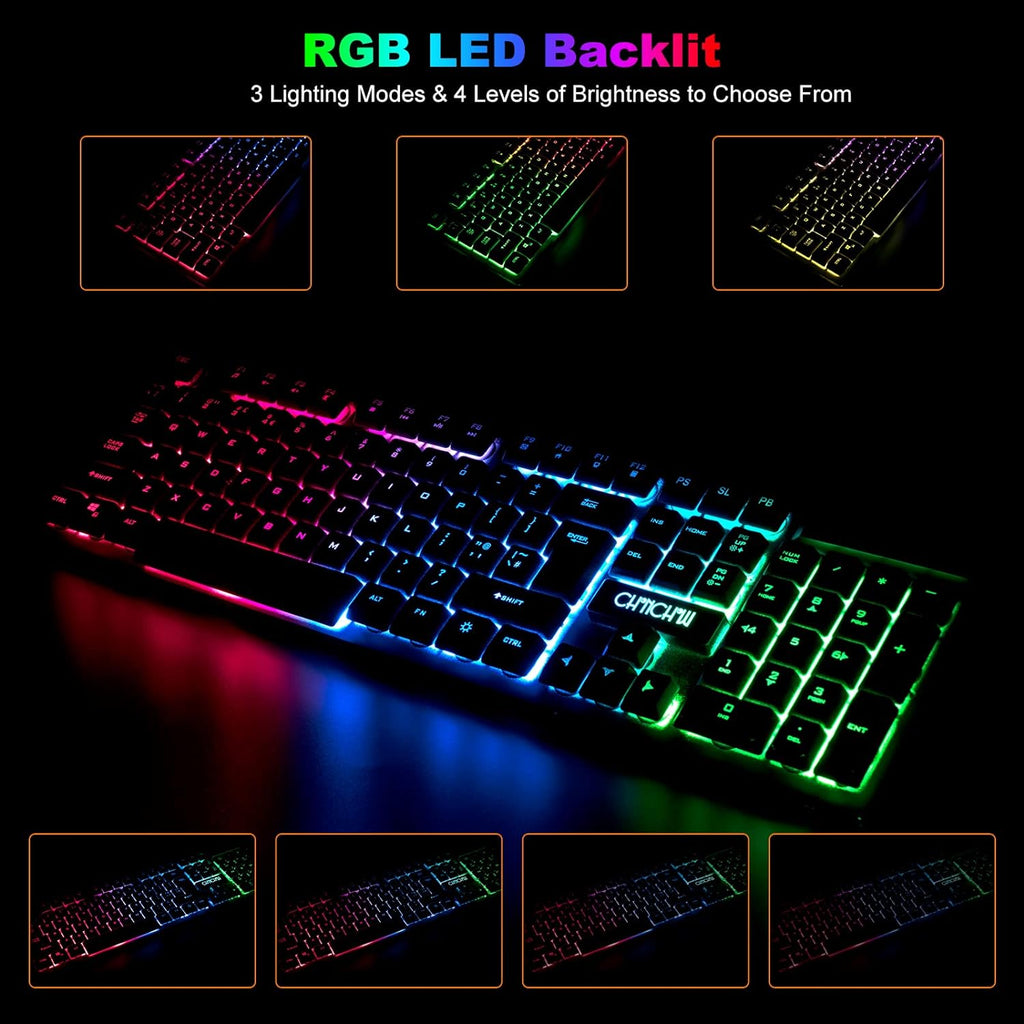Gaming Wireless Keyboard and Mouse RGB Backlit Rechargeable Battery Gamer | Mechanical Feel Anti-ghosting with Side