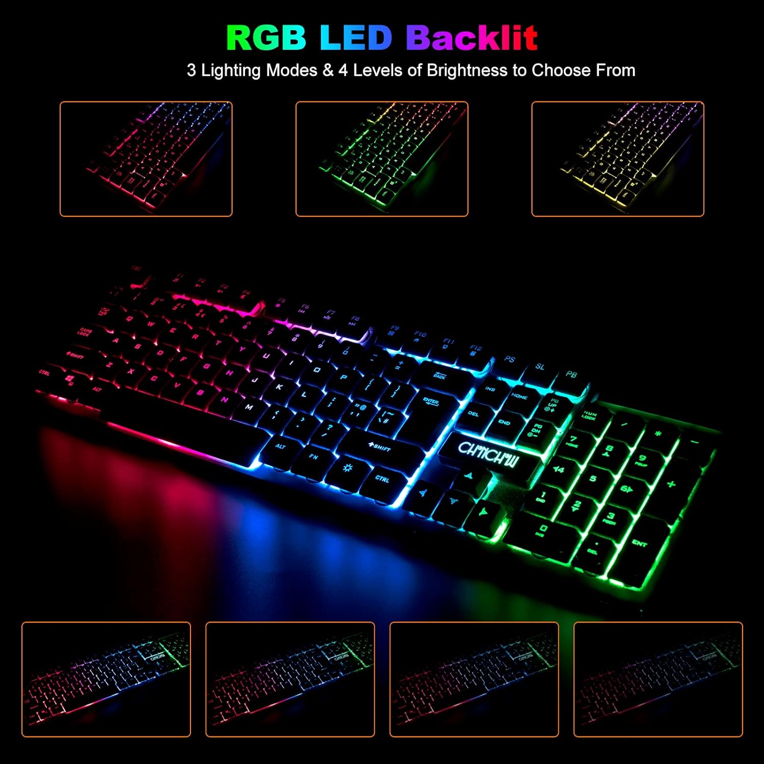 Gaming Wireless Keyboard and Mouse RGB Backlit Rechargeable Battery Gamer | Mechanical Feel Anti-ghosting with Side