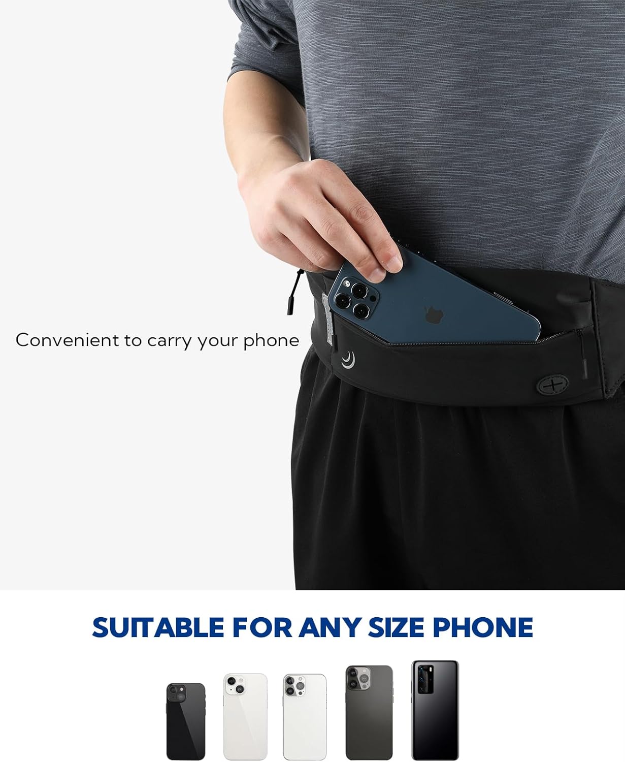 Running Belt Fanny Pack:Phone Holder Belt for Men Women | Lightweight, Soft and breathable fabric,SBS zipper