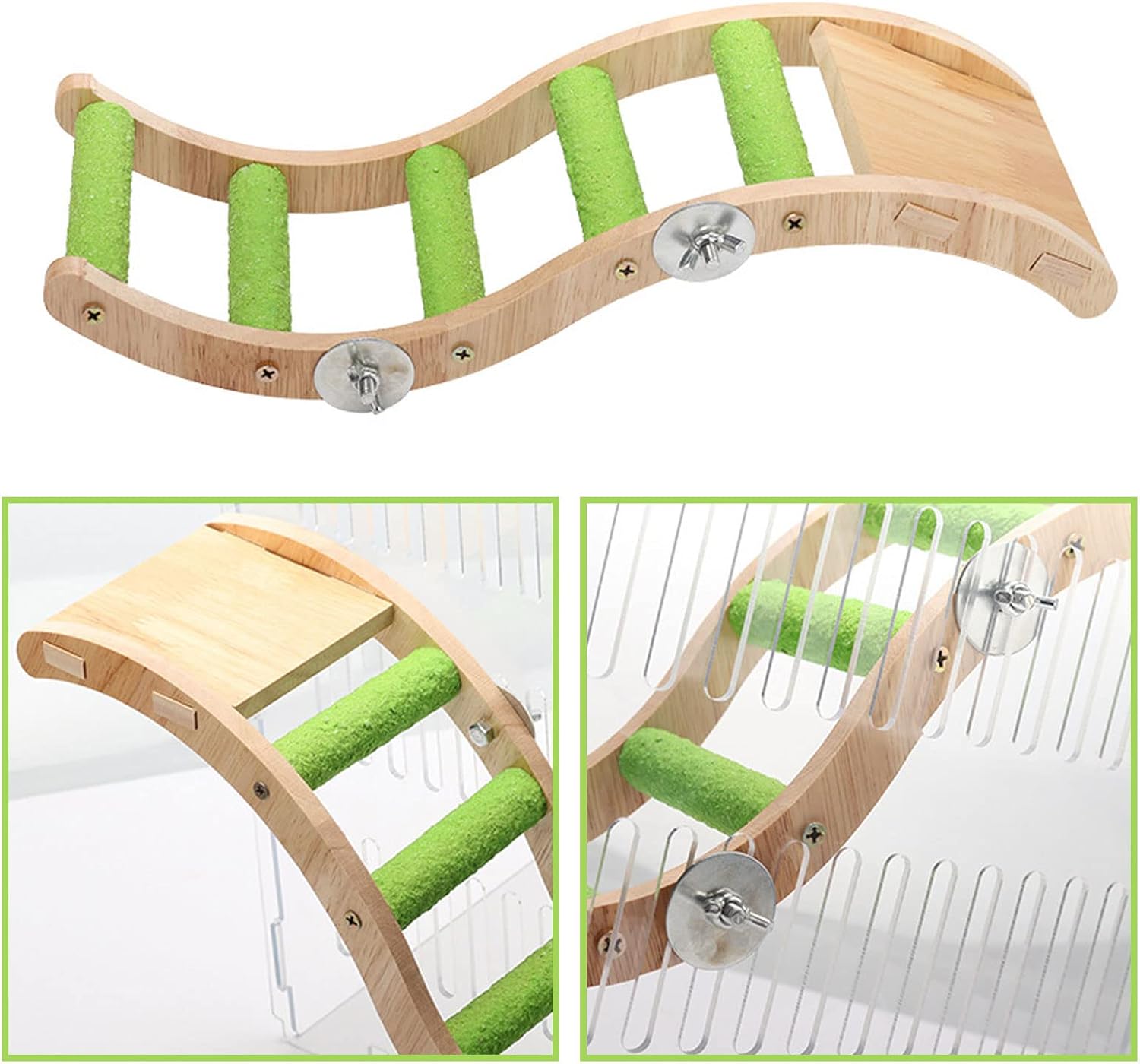 Bird Ladder Bridge, Wooden Pet Parrot Hamster Climbing Ladder Toys, Pet Bird Cage Accessories, Wood Climbing Ladder