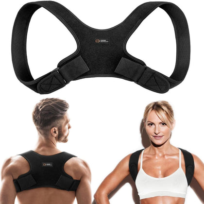 Back Brace Posture Corrector for Women and Men. Copper Infused Shoulder Straightener, Adjustable Upper Back Support