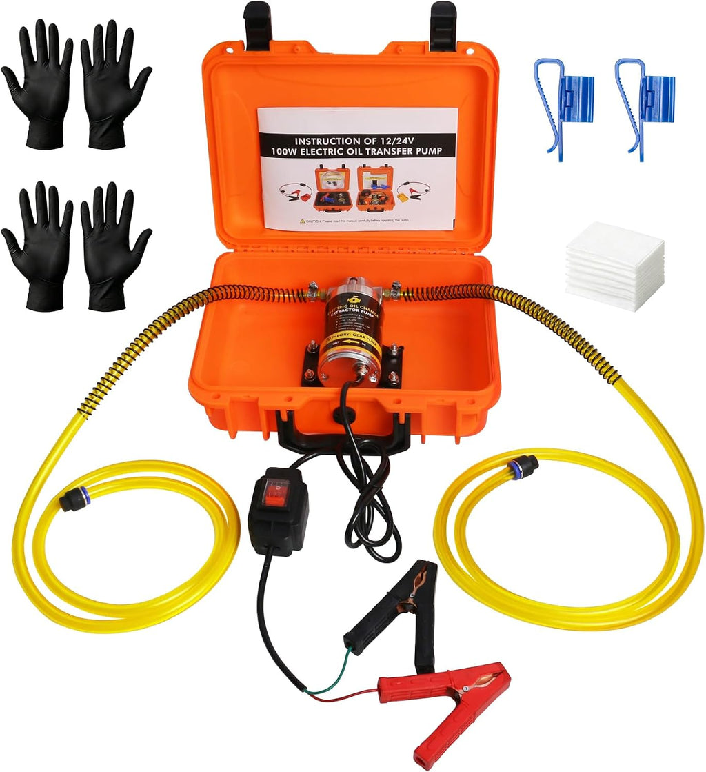 12/24V 100W Electric Oil Change Extractor Pump, Fluid Transfer Pump for Boats, Trucks, Cars, RVs, Lawnmowers