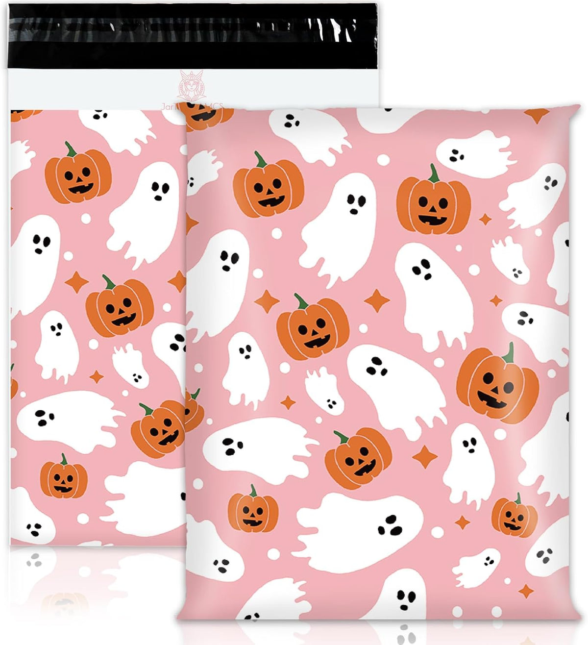 100Pcs Halloween Poly Mailers 14.5 x 19 Inch Pink Ghost Pumpkin Packaging Bags Large Self Seal Mailing Envelope Bags