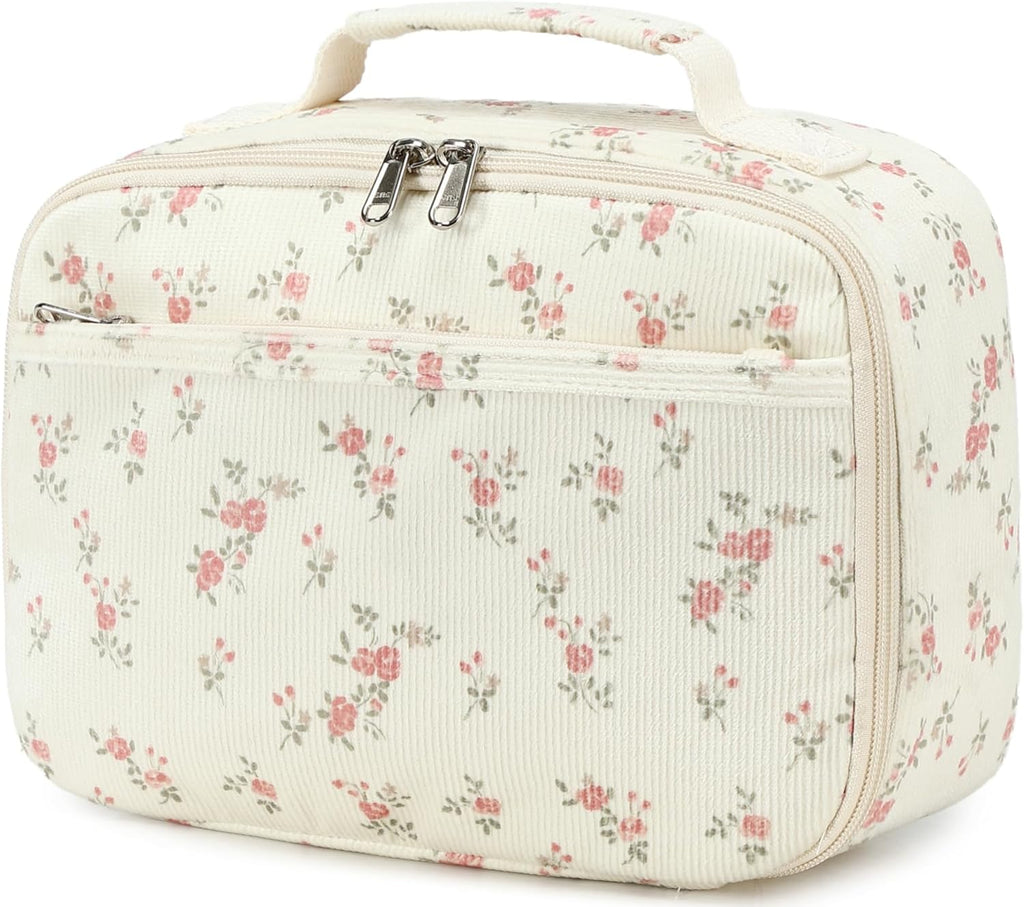 Kids Girls Lunch Bag Insulated Lunch Box for school Corduroy Lunch Cooler Organizer School Kids Lunch Tote