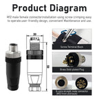 10Pcs M12 8Pin Male Industrial Aviation Connector (A-Code) Waterproof, Sensor Plug Field-Assemblable 12mm Circular Socket Panels Adapter IP67