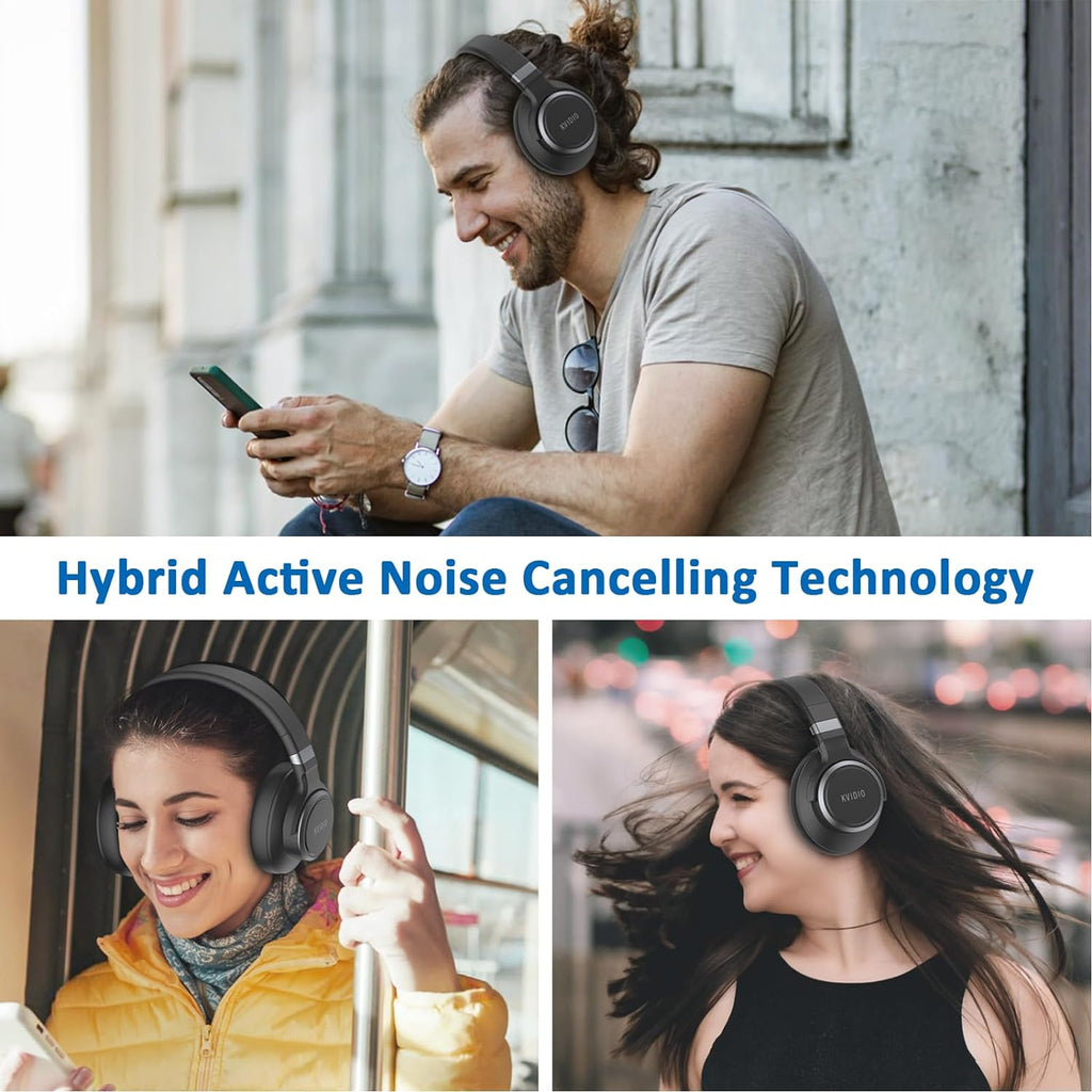 Active Noise Cancelling Headphones, 70 Hours Playtime Bluetooth Headphones Wireless with Microphone, Transparency