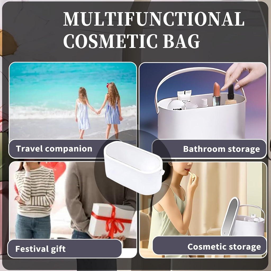 Portable Travel Makeup Organizer Box with LED Lighted Mirror