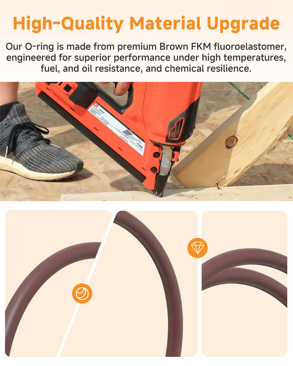 403992 O Ring Cylinder Seal Ring Compatible with Paslode Cordless Framing Nailer Retaining Ring System Brown FKM Fluoroelastomer Also Replaces Seal Ring for Nail Gun Maintenance(2pcs)