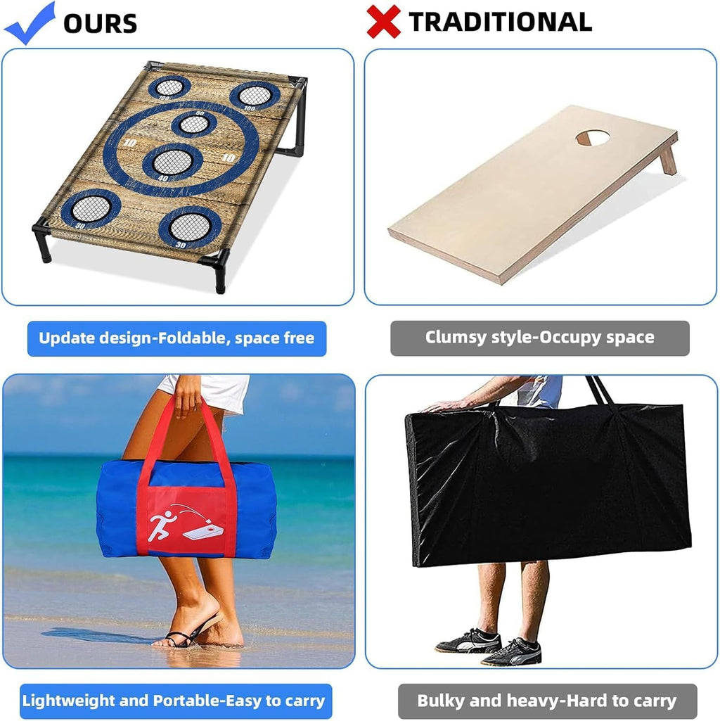 Cornhole Board Set Corn Hole Games for Adults and Kids Backyard | 3x2 Ft Corn Hole Toss Game with 8 Bean Bags for