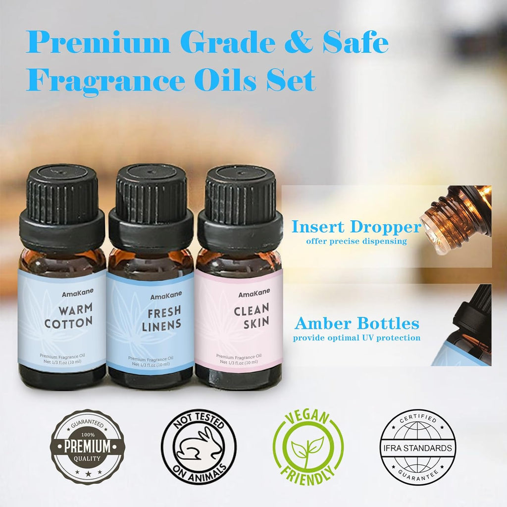 Fragrance Oils Clean Set, 6 Soap Making Scents, Fragrance Oil for Candle Making, Essential Oils for Diffusers for