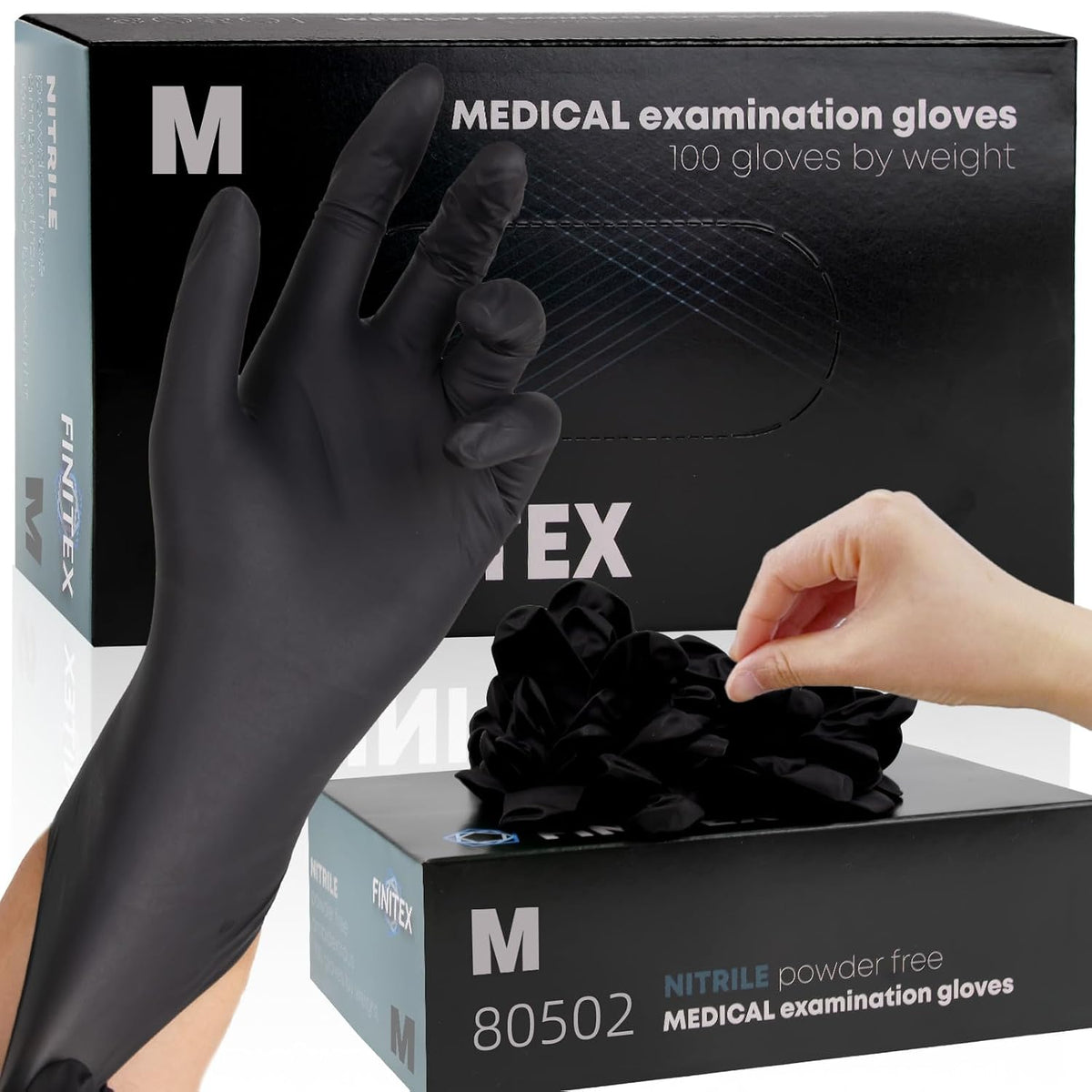 Black Nitrile Disposable Gloves 5mil Medical Exam 100PCS,M