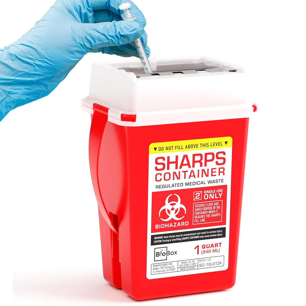 Sharps Container - Small Sharps Containers for Home Use, Travel & Disposal | 1 Quart (Pack of 1), Portable
