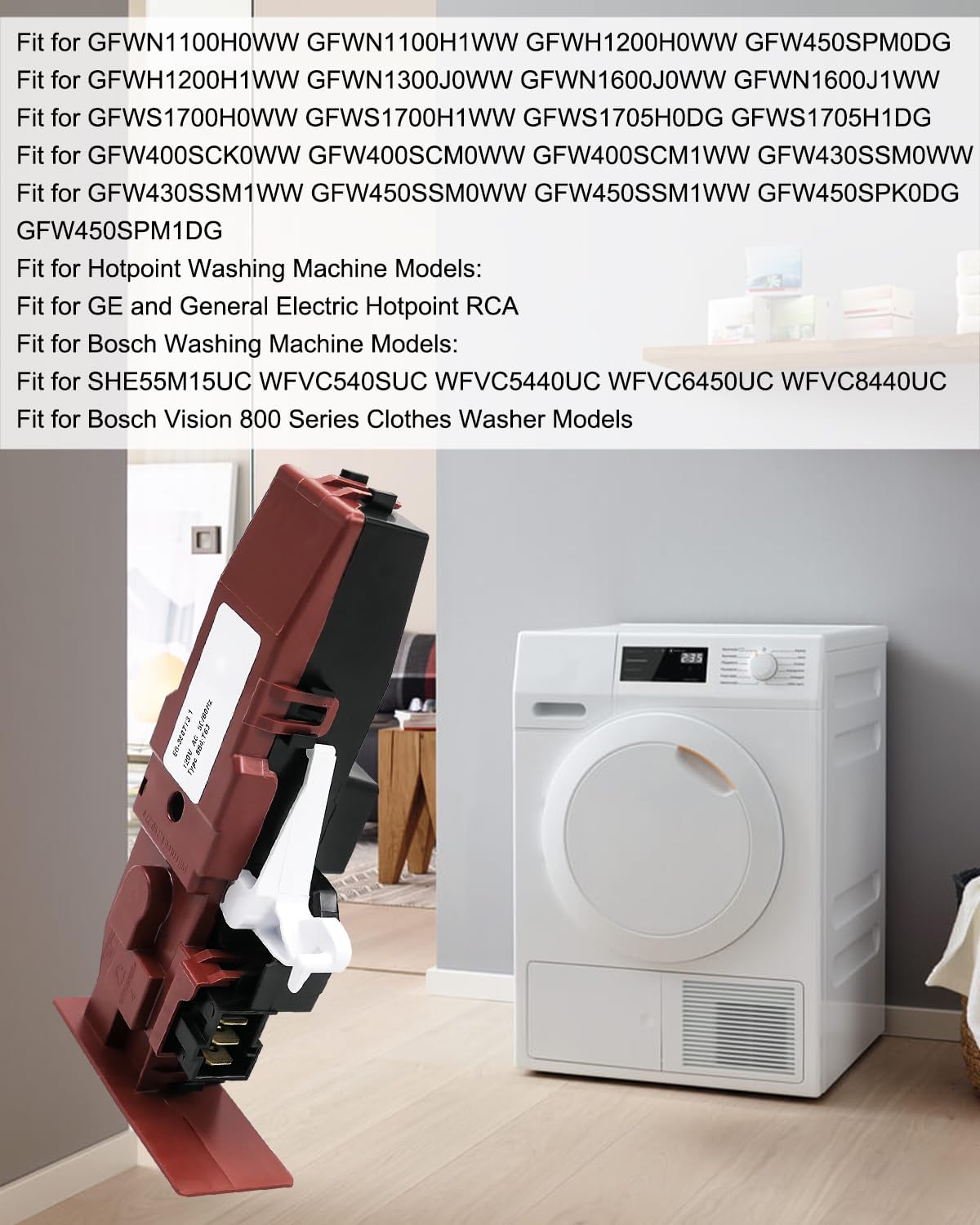 Washer Door Lock Switch Assembly Fit for GE Hotpoint Bosch Washing Machine