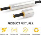 Clear Stretch Wrap Roll Bundle - (2) 15" Rolls, (2) 5" Rolls, (2) Handles,(4000 Feet) Shrink Wrap for Moving, Packing