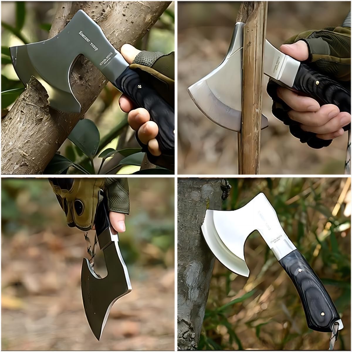 8.5" Camping Hatchet Axe with Nylon Sheath,Small Tomahawk Viking Axe Forged High Carbon Steel for Full Tang Wooden