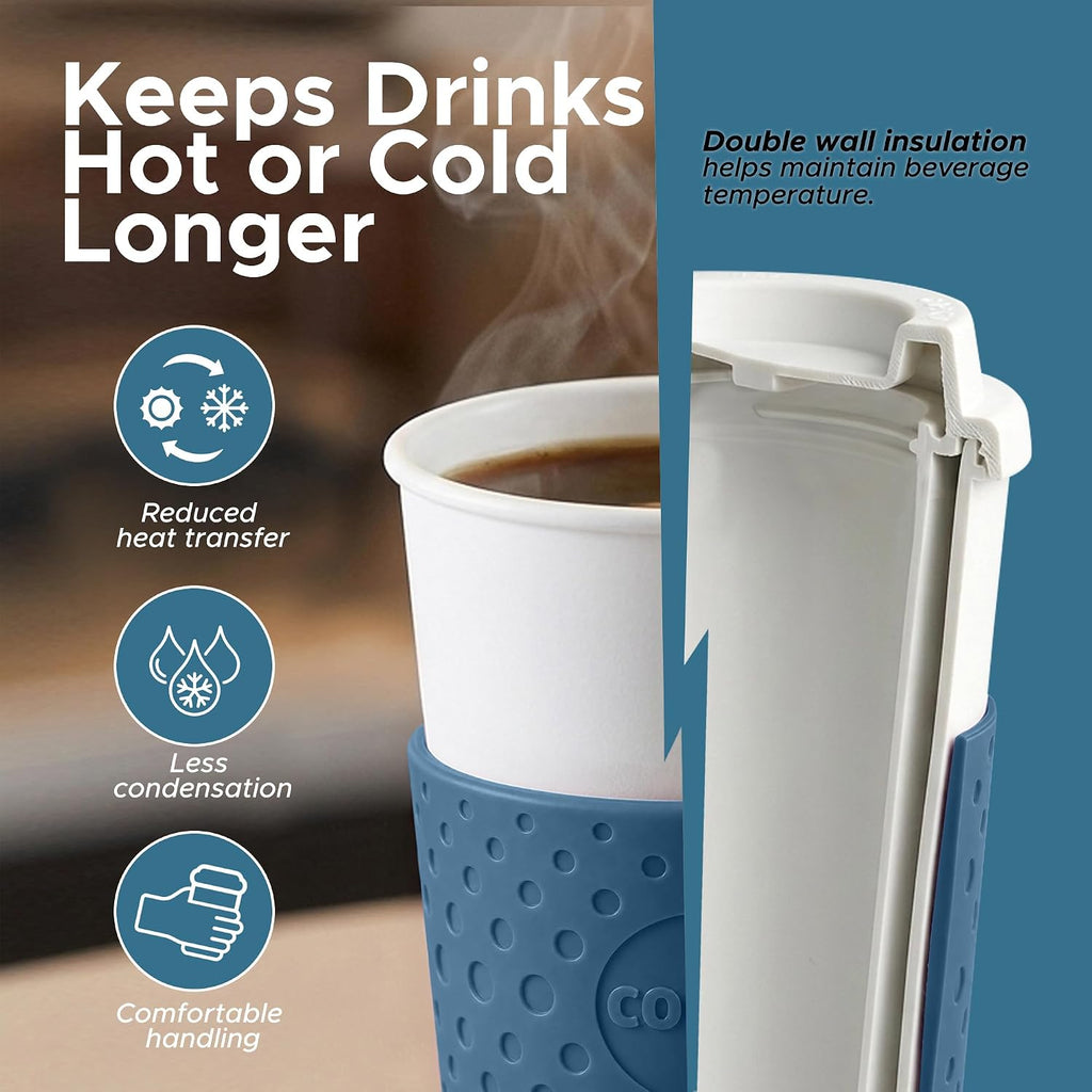 Acadia 16 oz Travel Mug - Insulated Reusable Coffee Tumbler with Double-Walled Plastic, Leak-Proof Lid, BPA-Free