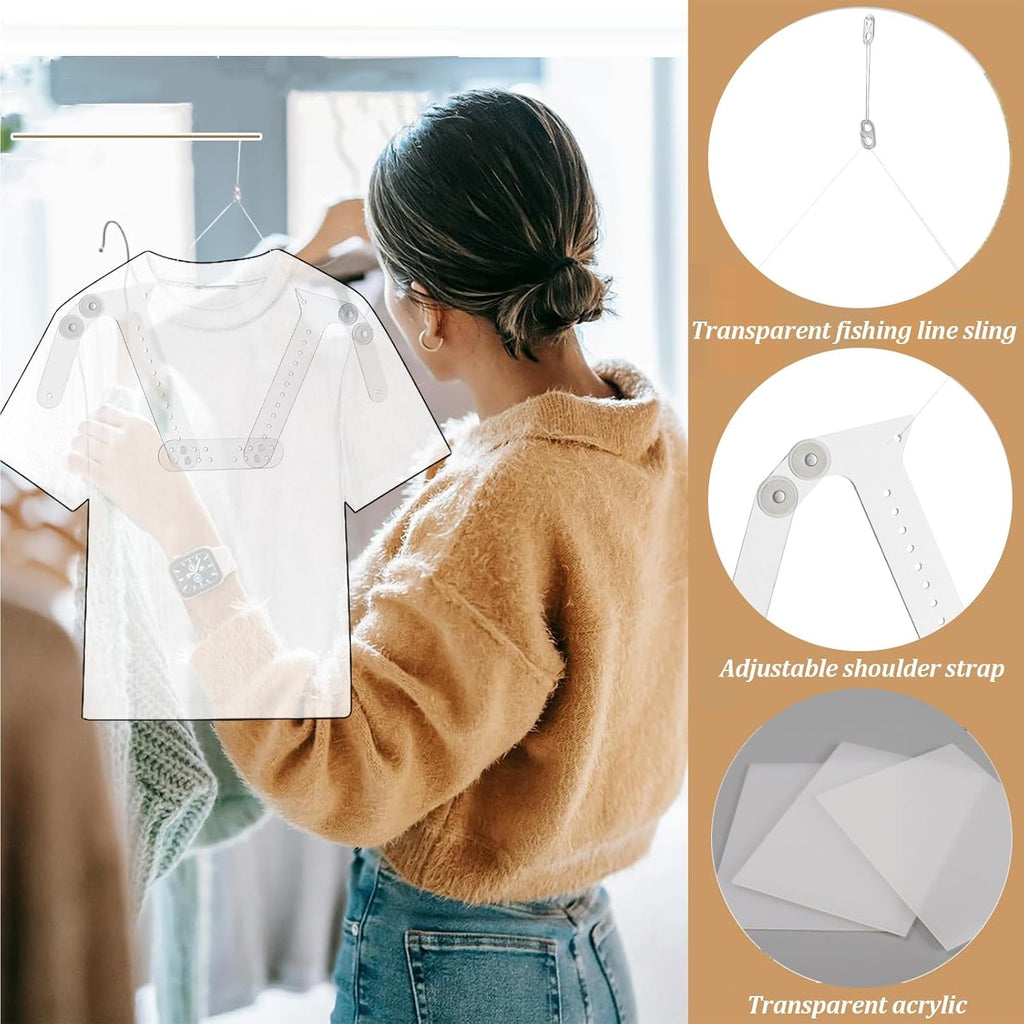 Adjustable Mannequin Form Invisible Hanger, Acrylic Hang Clothes Holder, Clothing Photography Wall Mount Hanger