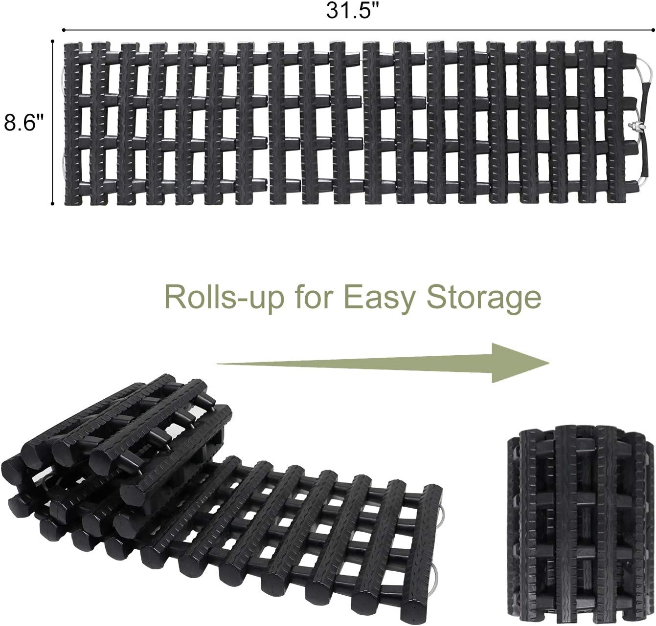 2PC Traction Tracks Mats TPR 31.5" L Tire Recovery Track Pad Roll Car Vehicle Tyre Traction Boards Tire Ladder Track