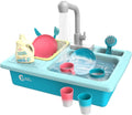 Color Changing Kitchen Sink Toys, Children Electric Dishwasher Playing Toy with Running Water, Upgraded Faucet