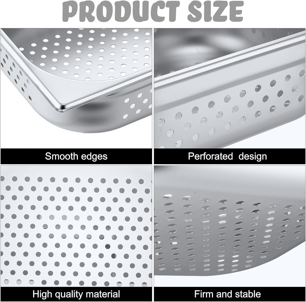 2 Pack Half Hotel Pan Perforated Steam, 12.8'' x 4'' x 10.43''