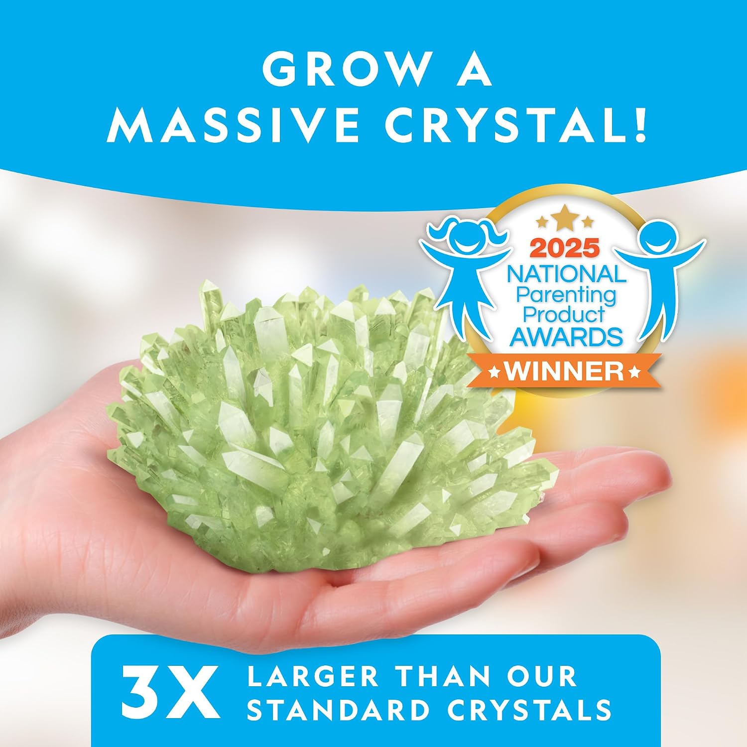 National Geographic Jumbo Glow-in-the-Dark Crystal Growing Kit for Kids | Grow a Giant Glow-in-the-Dark Crystal in