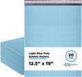 Light Blue Bubble Mailers 12.5x19 Poly Padded Envelopes #6, 20 Pack