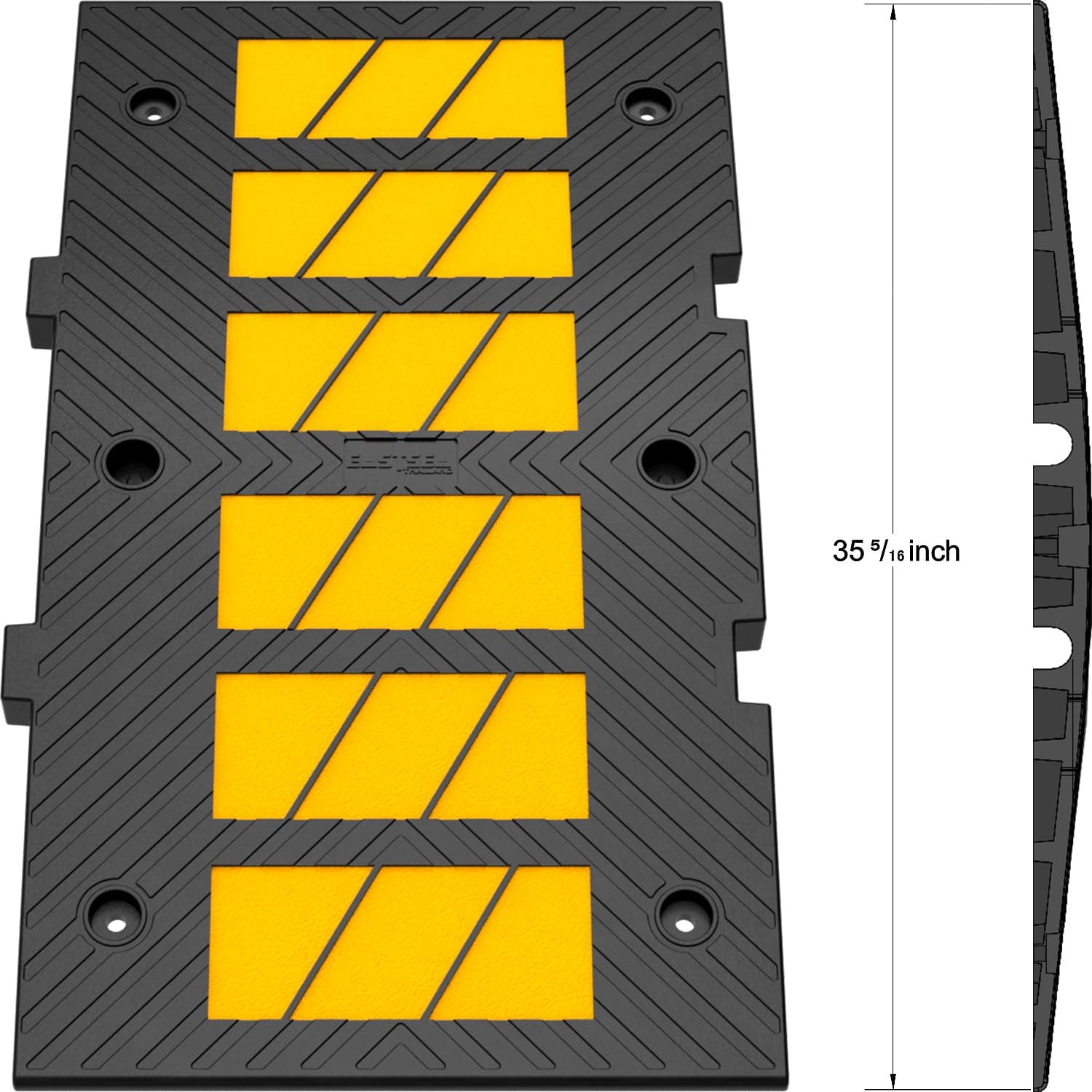 35" inch Width Speed Humps Rubber Speed Bumps for Saftey Combinable High Visibility Durable Ramps, Garage Speed Bump