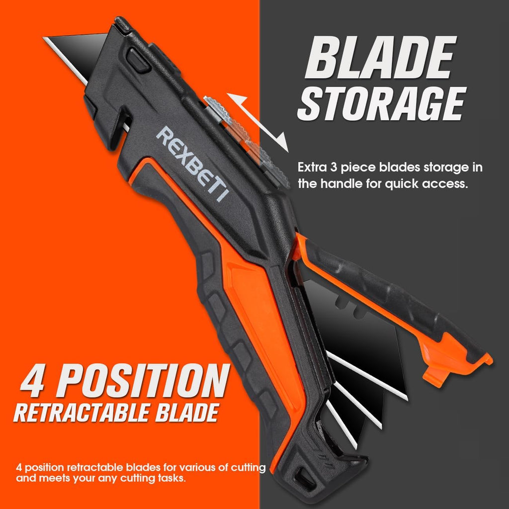 Box Cutter 6-Pack, Utility Knife with Blade Storage, 44 Blades