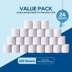 Bamboo Toilet Paper 3-Ply, Septic Safe Bath Tissue, 24 Rolls, White