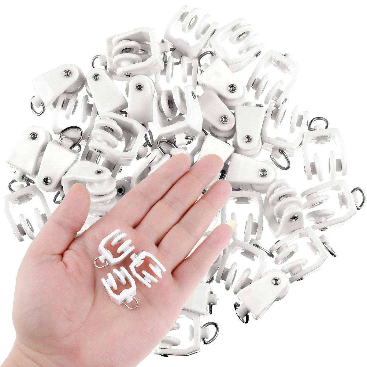 Jetec 100 Pcs Curtain Track Rollers Bulk, Flexible Bendable, White