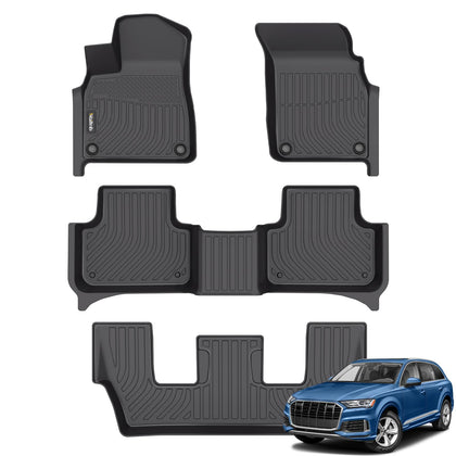 All Weather Floor Mats for Audi Q7 2017-2025 2026 SQ7 Liners Custom Fit Audi Q7 2020-2024 Waterproof Durable Easy to