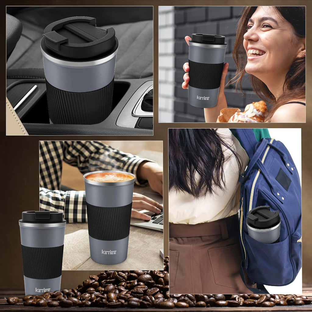 Travel Coffee Mug Spill Proof 12oz, Insulated Reusable Coffee Cups with Seal Lid, Vacuum Stainless Steel Travel Mug