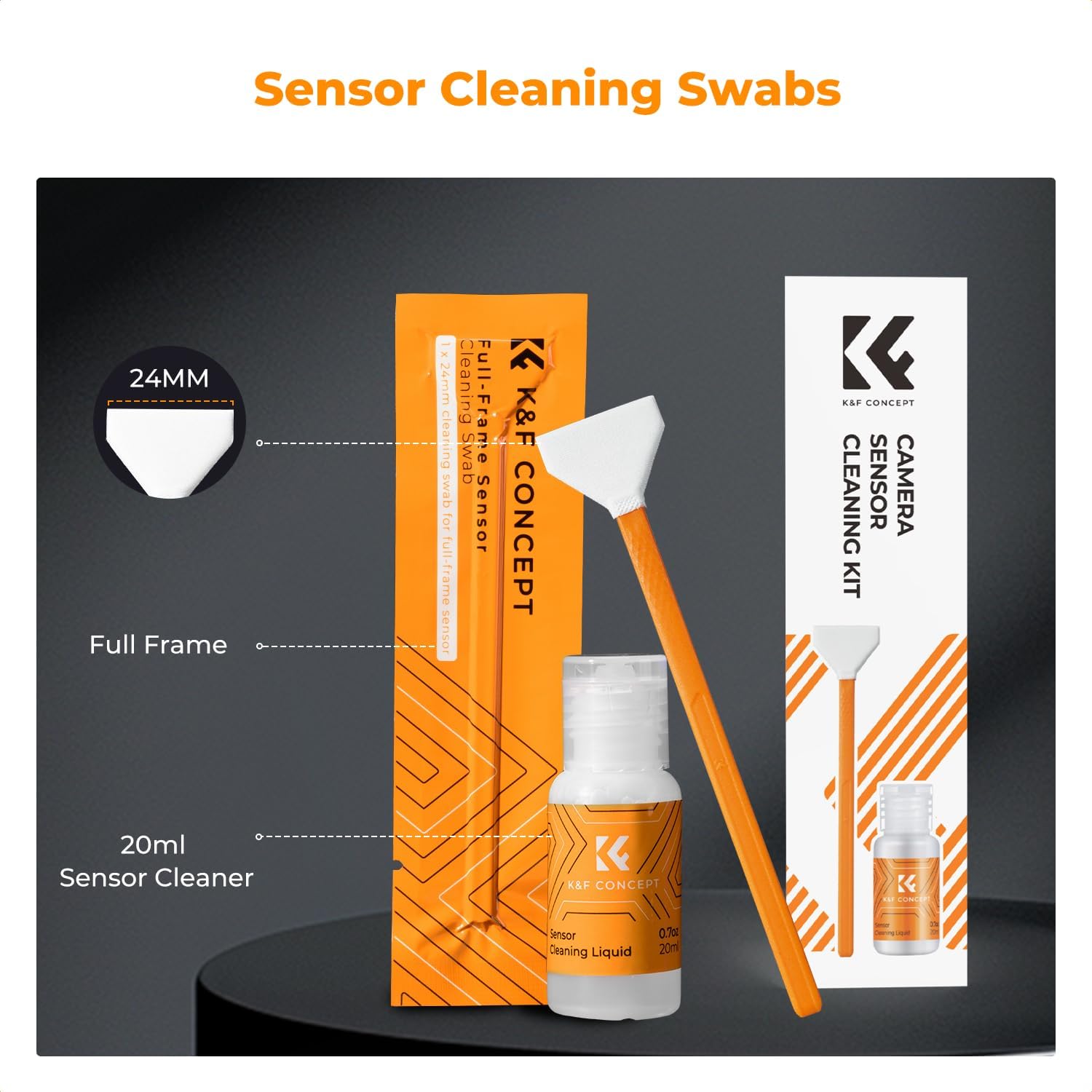 24mm Full Frame Sensor Cleaning Kits, with 20ml Sensor Cleaner | Sensor SwabsX6, Vacuum Sealed, Gentle Cleaner