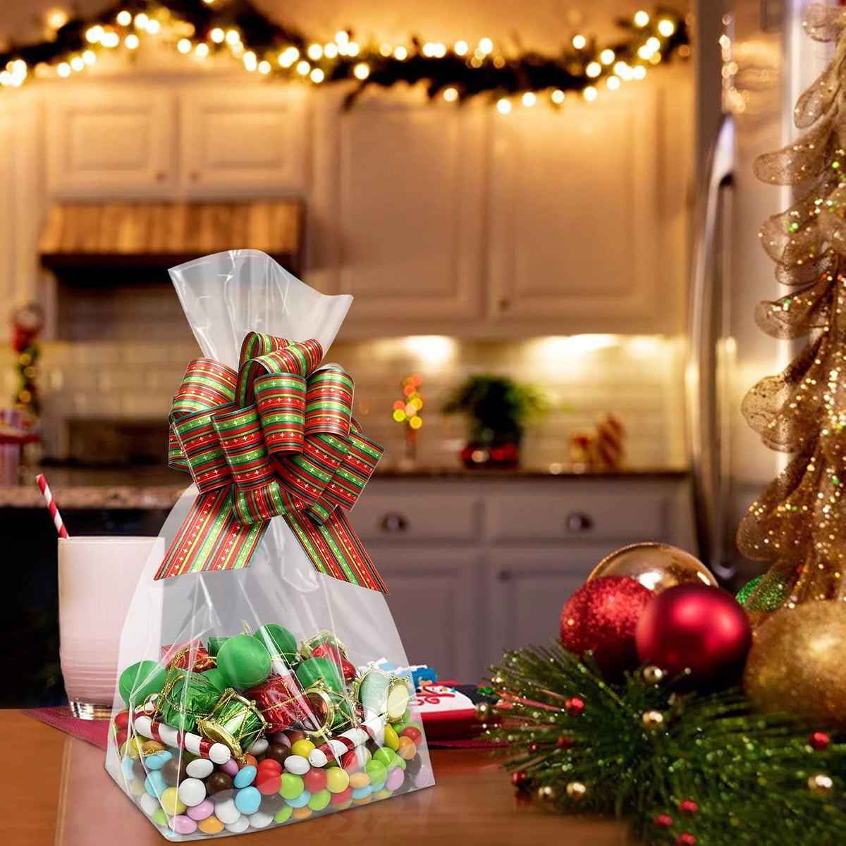 Gusseted Flat Bottom Cellophane Bags 6x4x13 Inch 50Pcs