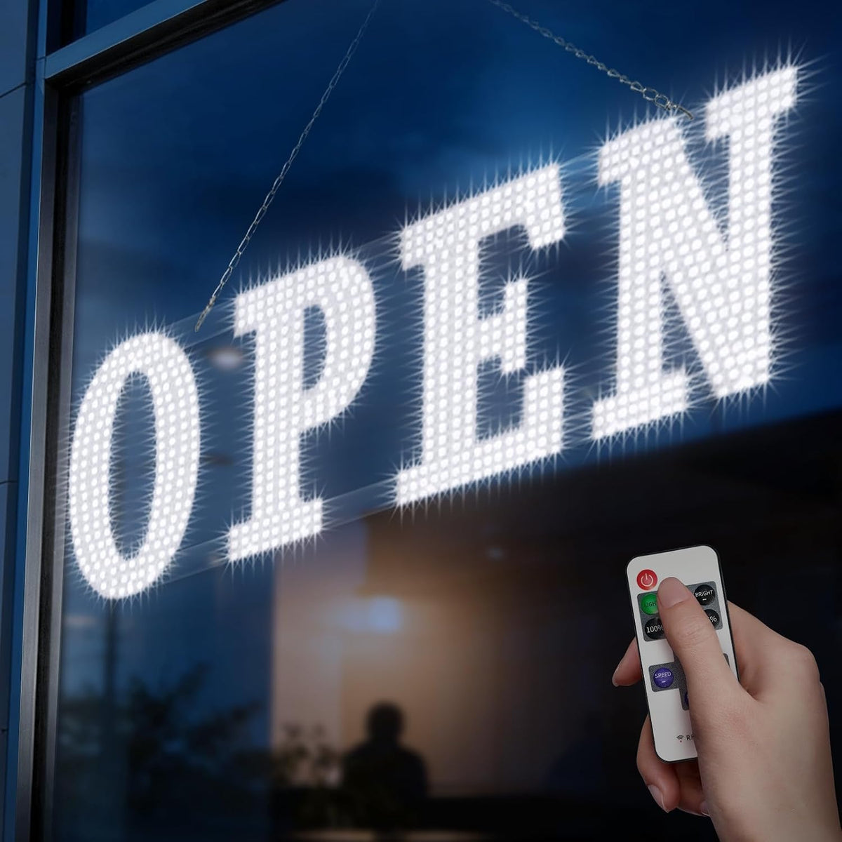 43'' × 14'' LED OPEN Signs for Business, Extra Large OPEN Sign with Remote Control, 14 Flashing Modes, Adjustable