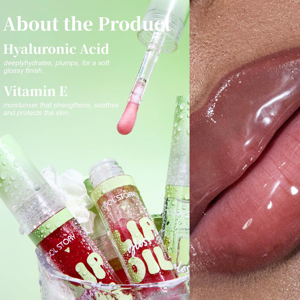 4 Pack Hydrating Glow Lip Oil Set, Moisturizing Lip Gloss, LIGHT