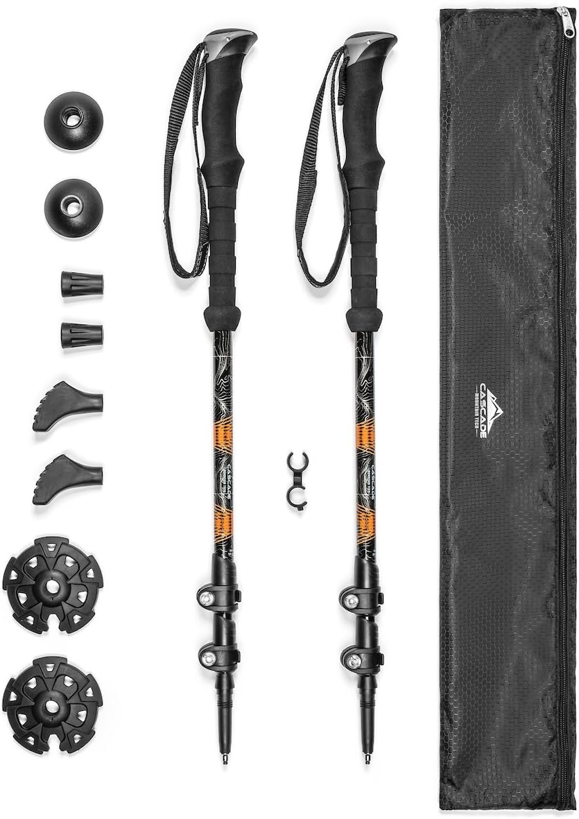 Lightweight Aircraft-Grade Aluminum Trekking Poles with Extended Down Grip Plus Tip Kit