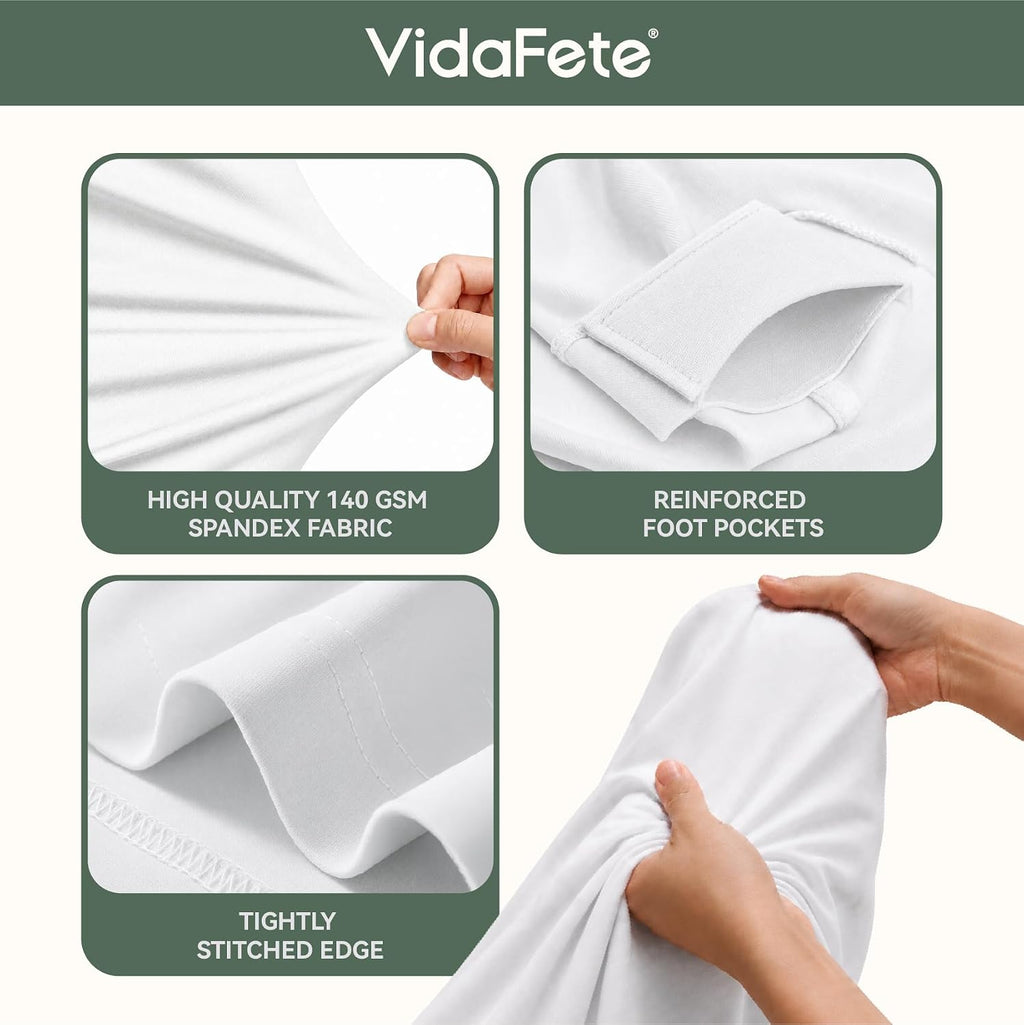 Classic Series 140GSM Spandex Tablecloth 2Pcs, 6ft, White