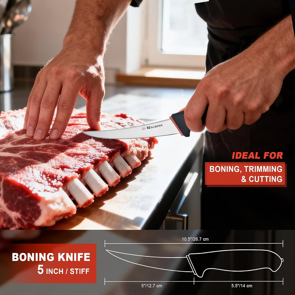 Butcher Knife Set 3PCS，Professional Meat Cutting & Deboning Kit