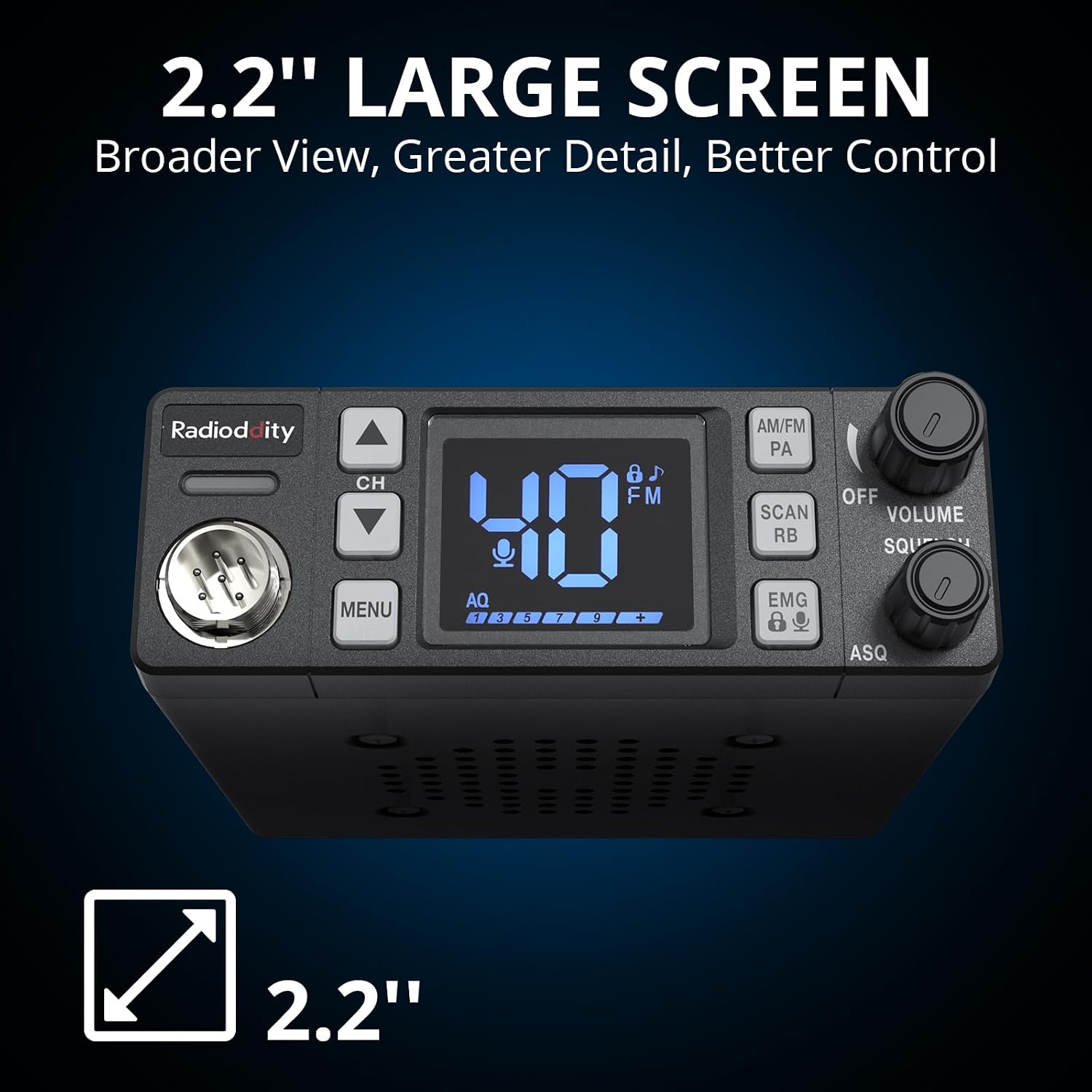 CB-606 CB Radio AM/FM/PA, 40 Channels, 4W, 40 Channel, VOX | Compact Mobile Transceiver 2.2" LCD, Emergency Channels