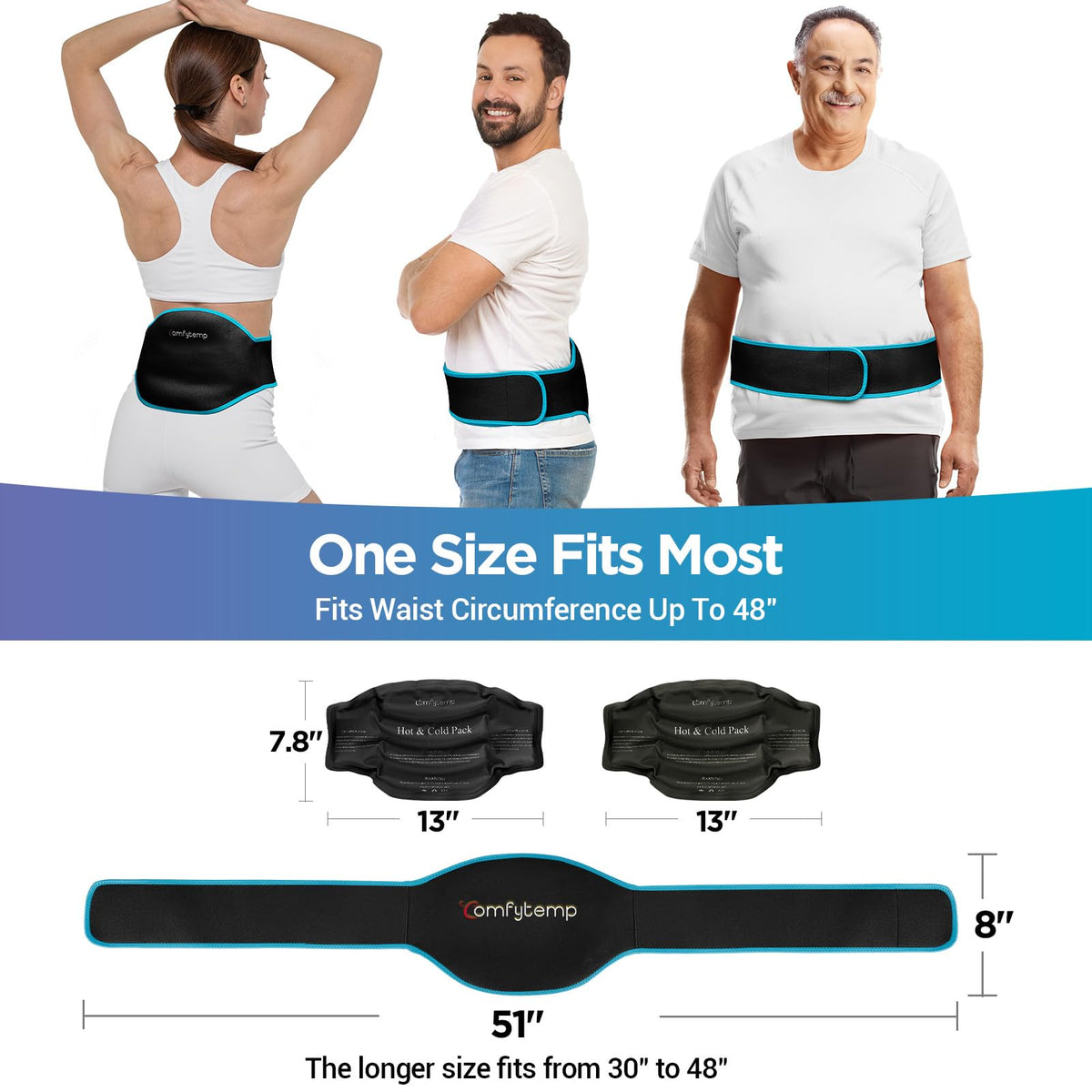 Ice Pack for Back Pain Relief, 2Pcs, Sciatica Brace Reusable Gel