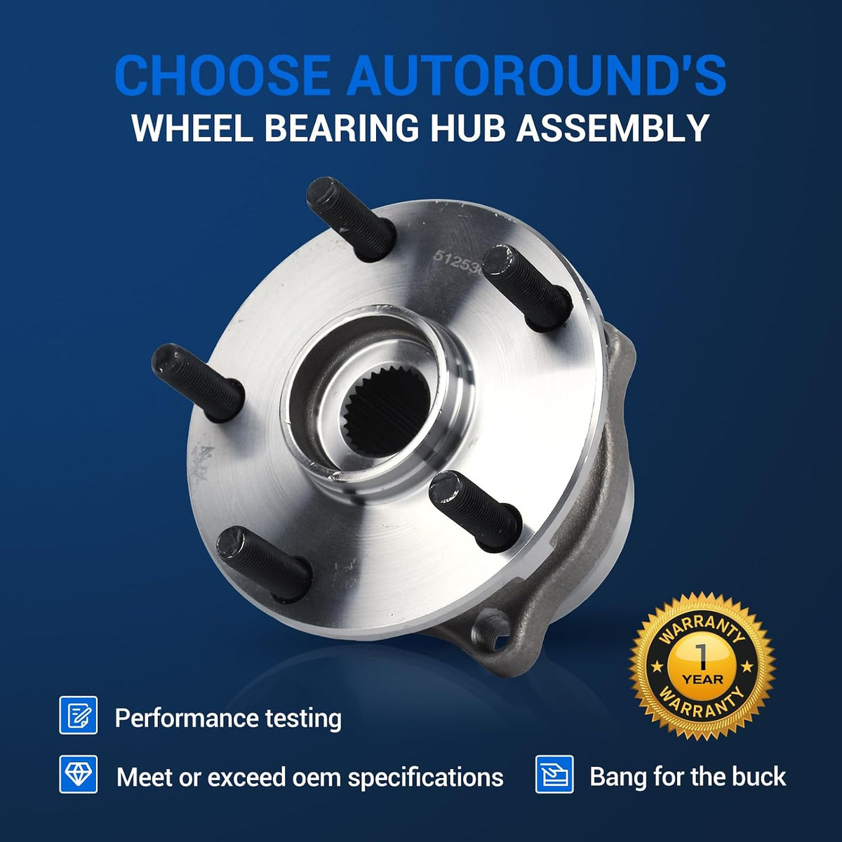 Autoround 512536 Rear Wheel Hub Assembly Fits Subaru Outback 2015-2021