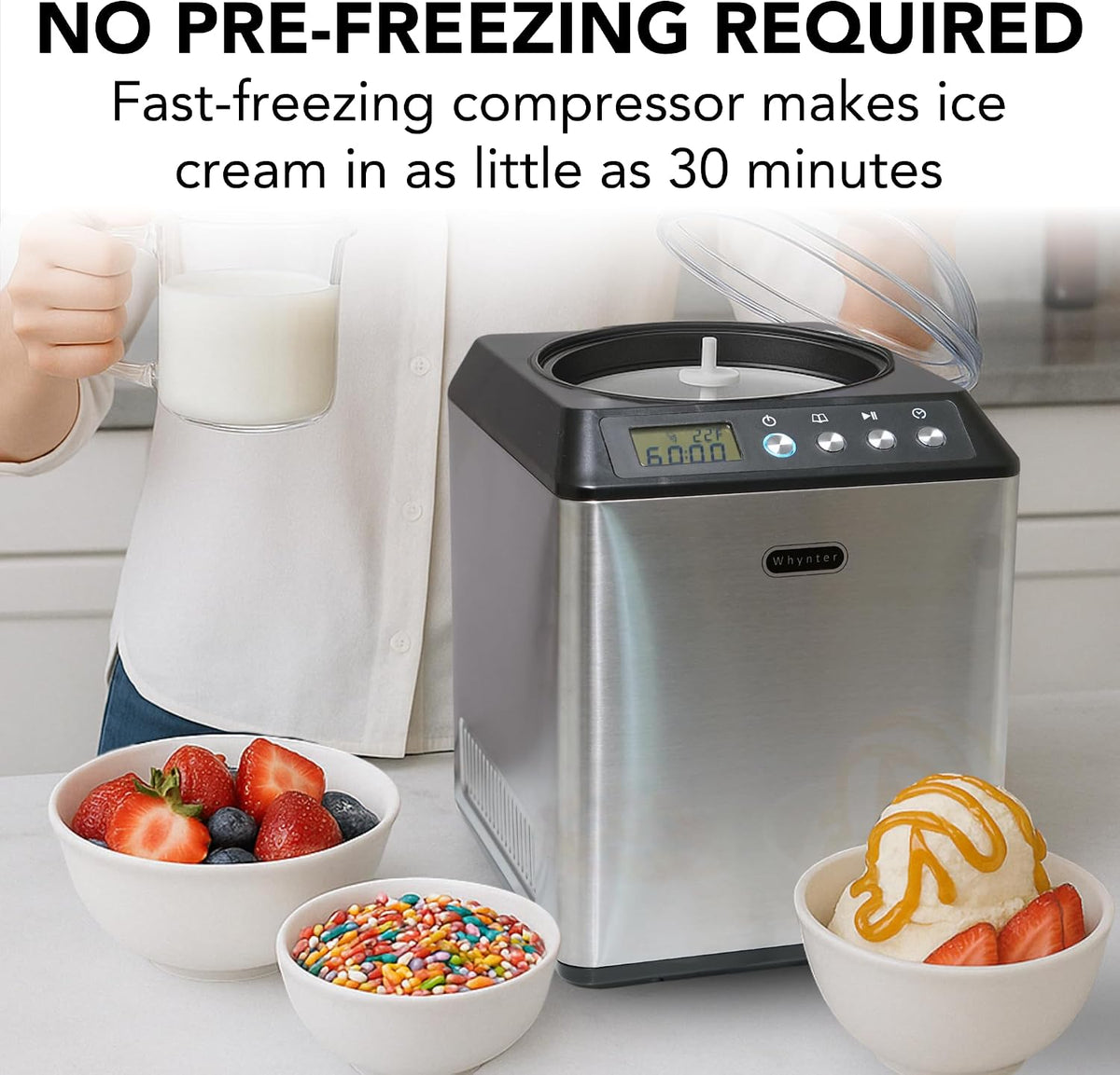 Upright Automatic Ice Cream Maker, 2.1 Qt, ICM-201SB