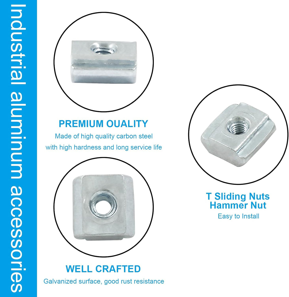 50Pcs M3 T Slot Nuts, 2020 Series Sliding T Nuts